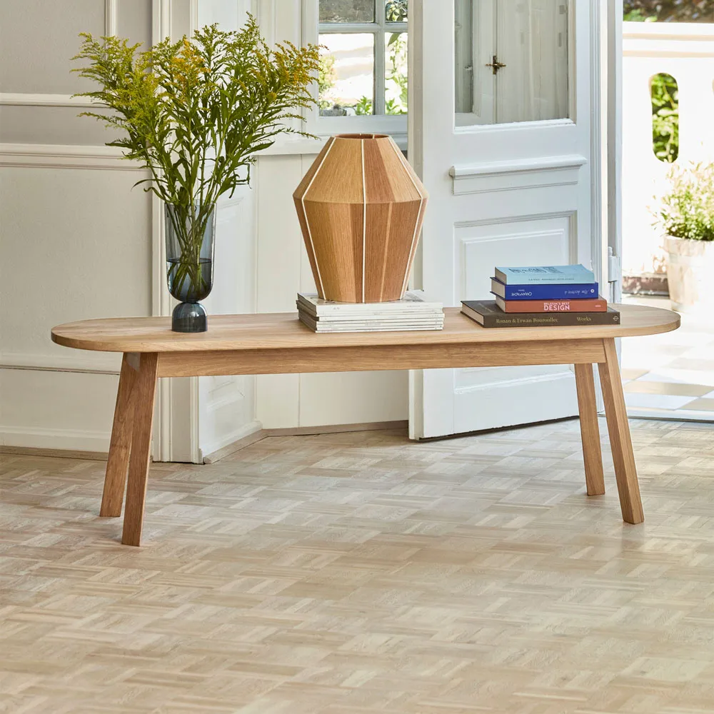 Triangle Leg bänk, water-based lacquered oak, 150 cm HAY
