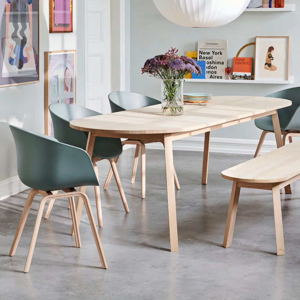 Triangle Leg matbord, ek lack, 200x85 cm HAY