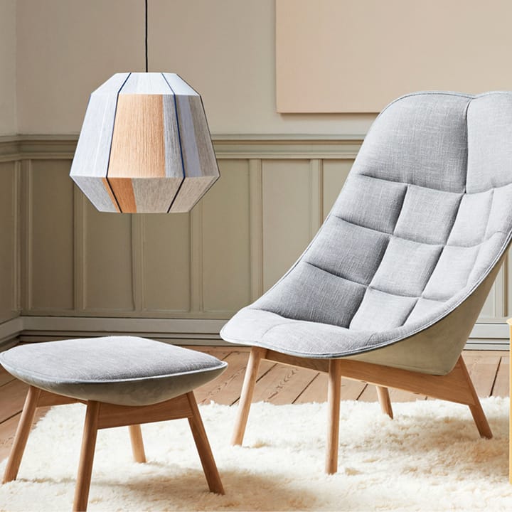 Uchiwa fotpall, Grey-svart ek-baksida svart läder HAY