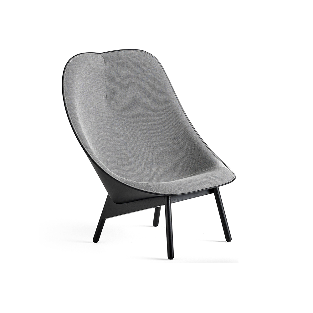 HAY Uchiwa loungefåtölj Black/white-svart ek-svart läder