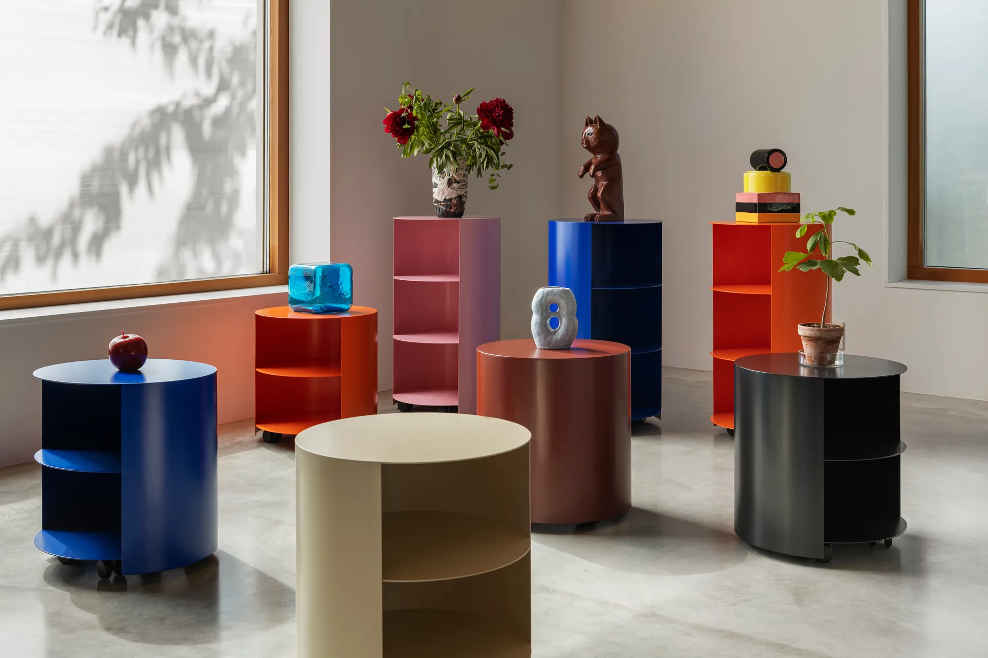 Hide sidobord Ø38x41 cm, Light ivory textured Hem