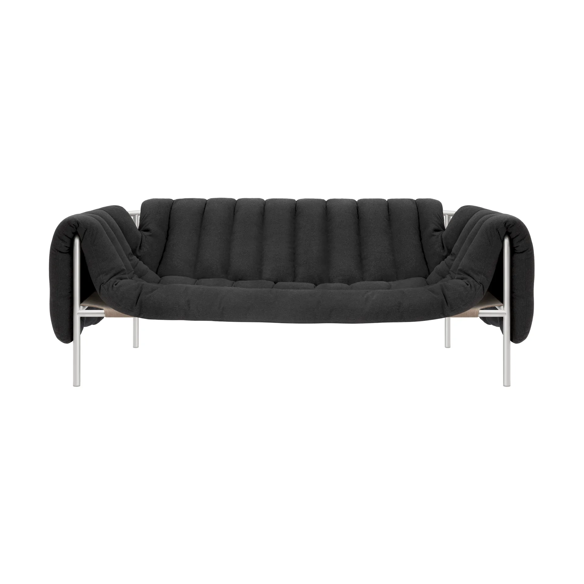 Puffy 2,5-sits soffa 205 cm, Anthracite-rostfritt stål Hem