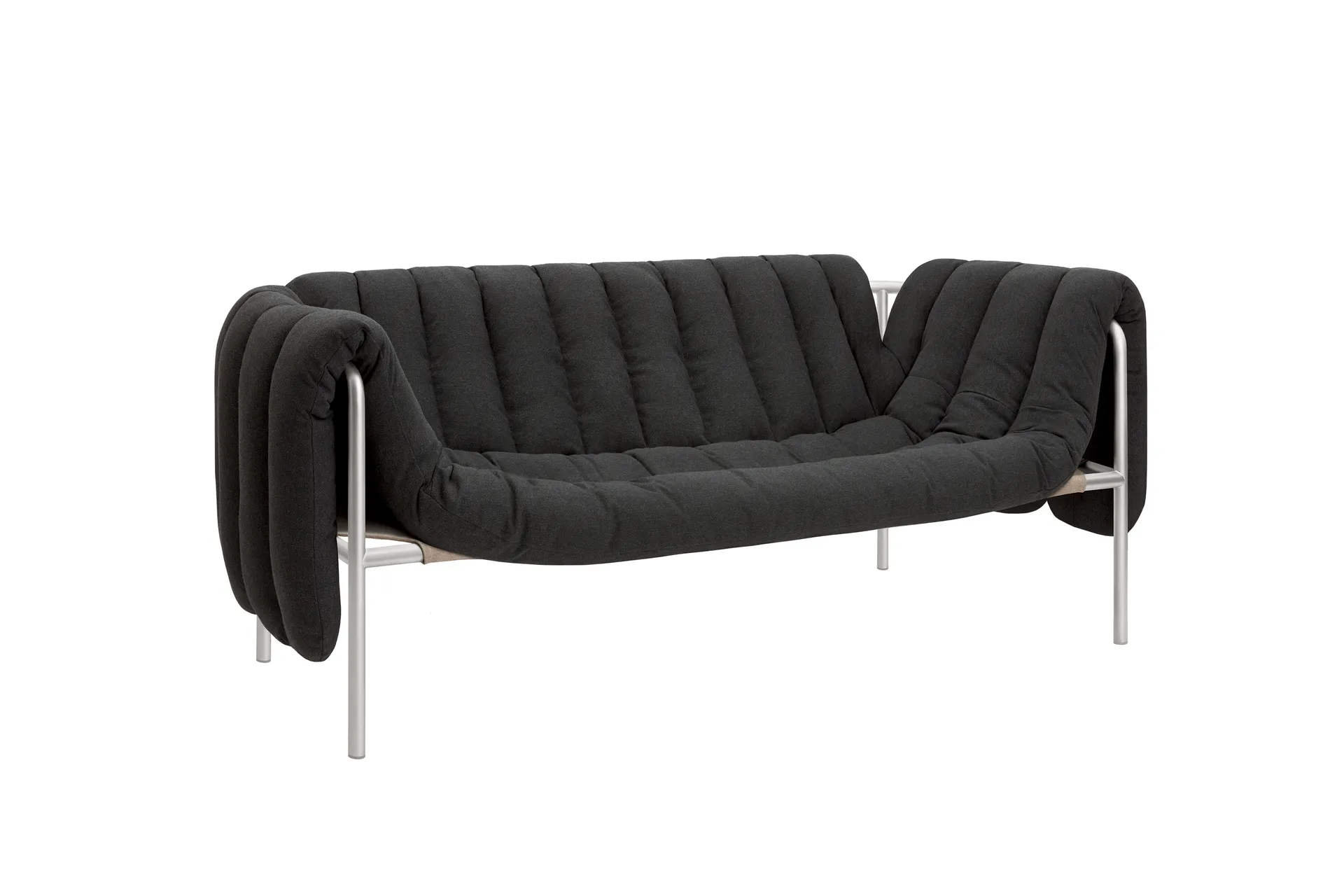 Puffy 2,5-sits soffa 205 cm, Anthracite-rostfritt stål Hem