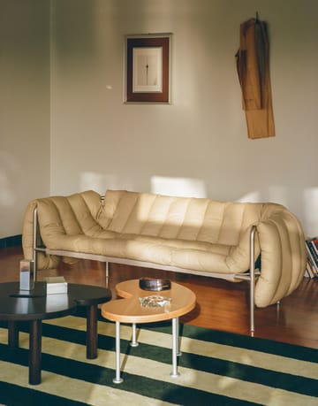 Puffy 2,5-sits soffa 205 cm - Sand leather-black grey - Hem