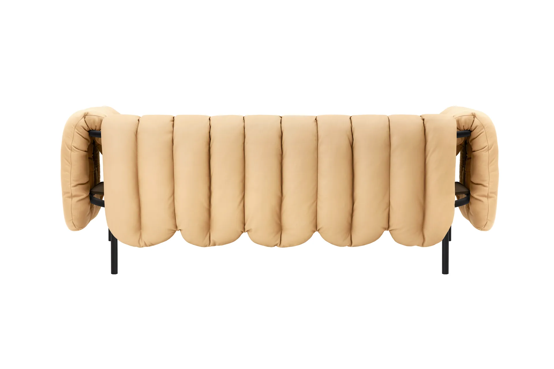 Puffy 2,5-sits soffa 205 cm, Sand leather-black grey Hem