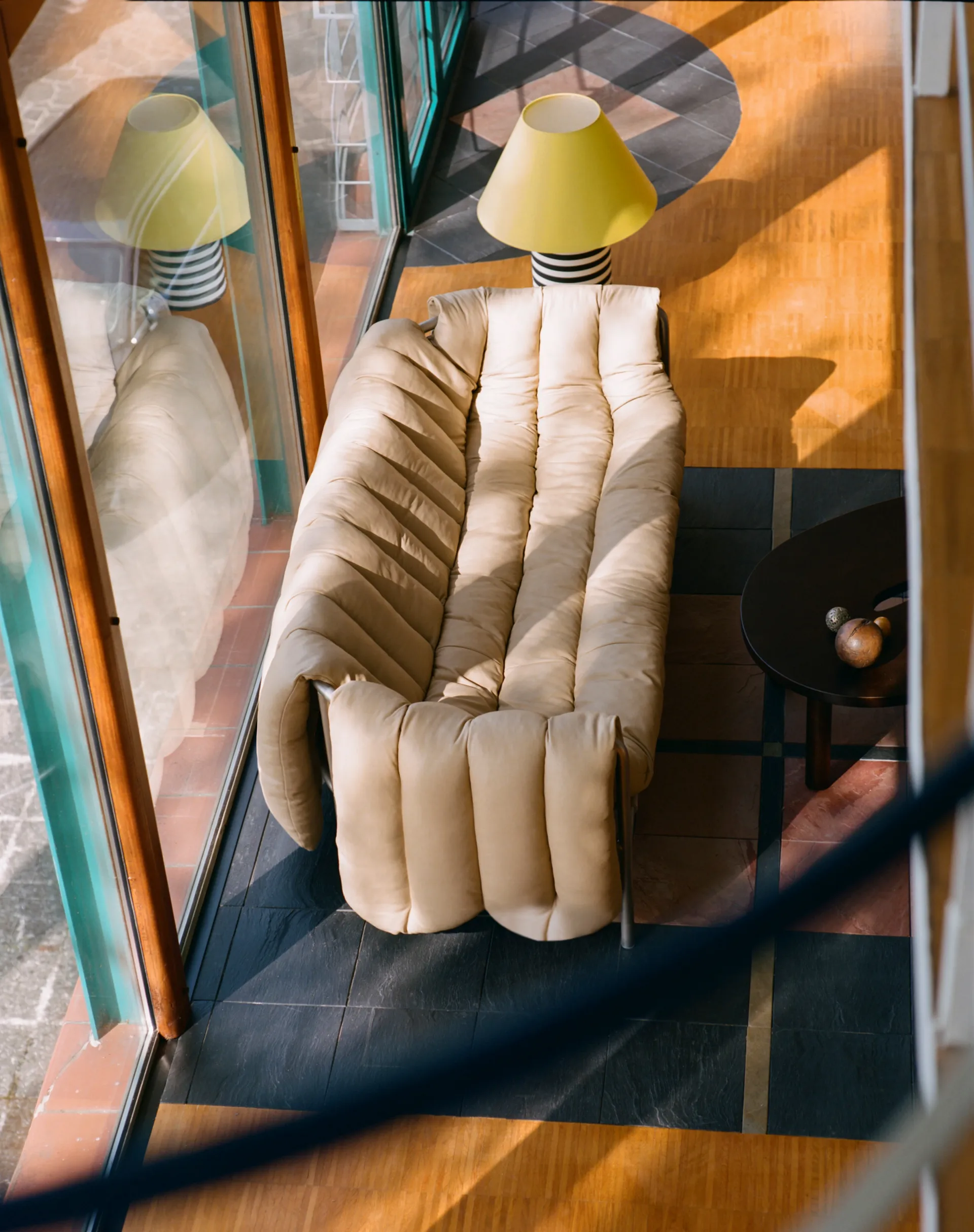 Puffy 2,5-sits soffa 205 cm, Sand leather-rostfritt stål Hem