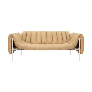 Puffy 2,5-sits soffa 205 cm - Sand leather-rostfritt stål - Hem