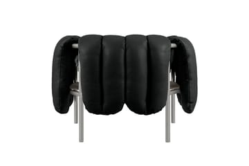 Puffy loungefåtölj - Black leather-rostfritt stål - Hem