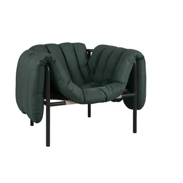 Puffy loungefåtölj - Dark green leather-black grey - Hem
