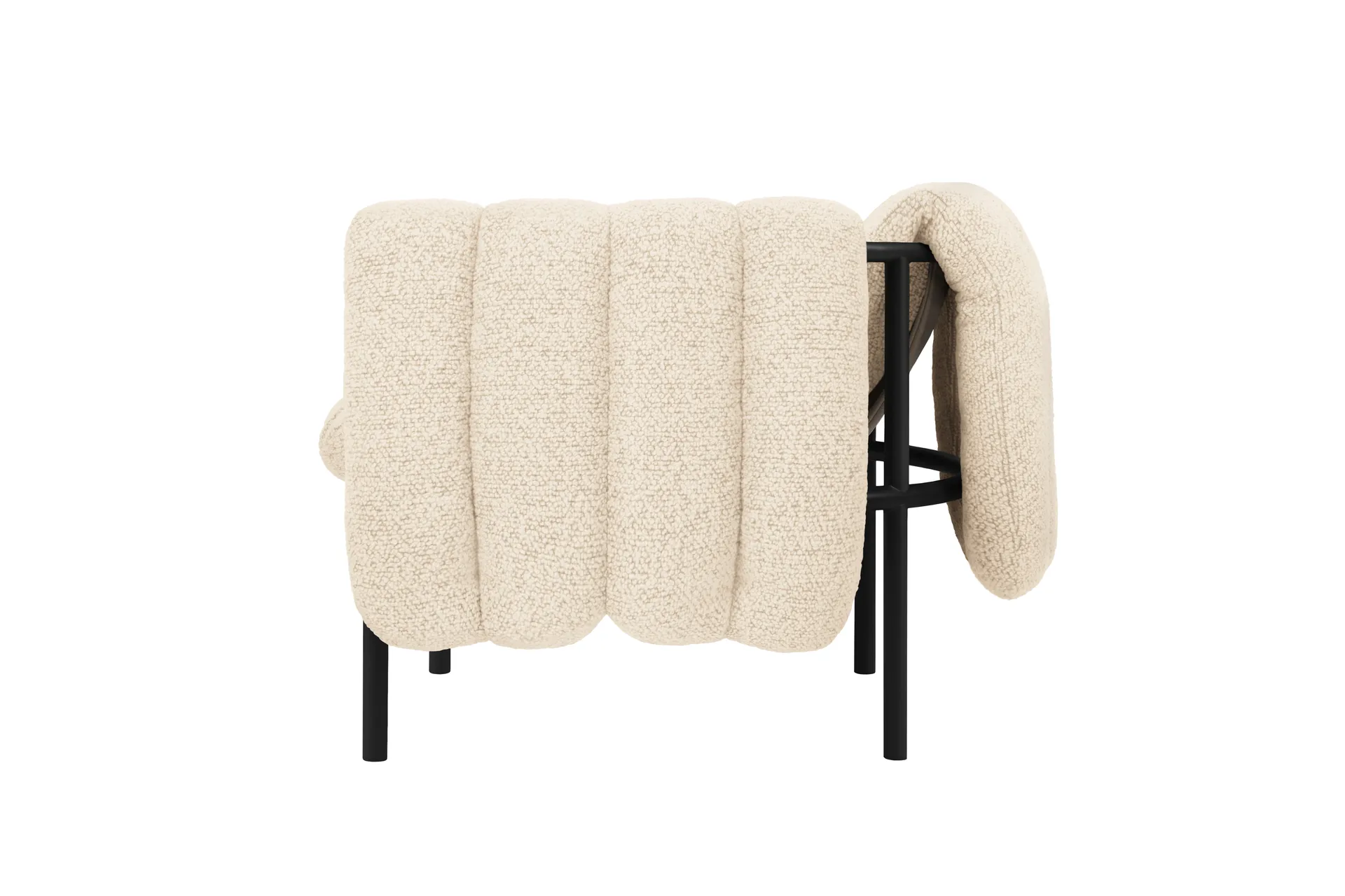 Puffy loungefåtölj, Eggshell-black grey Hem