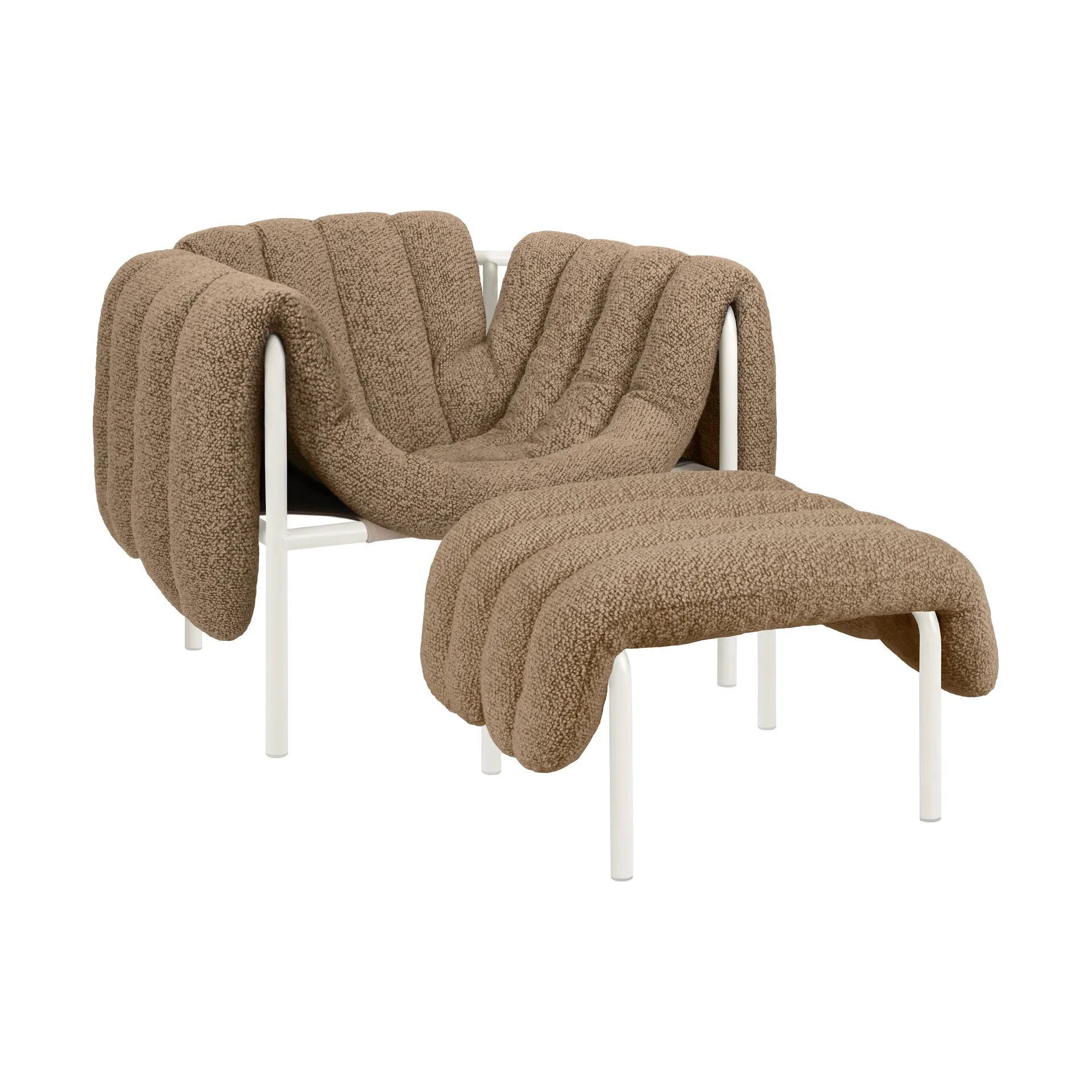 Puffy loungefåtölj + ottoman, Sawdust-cream Hem
