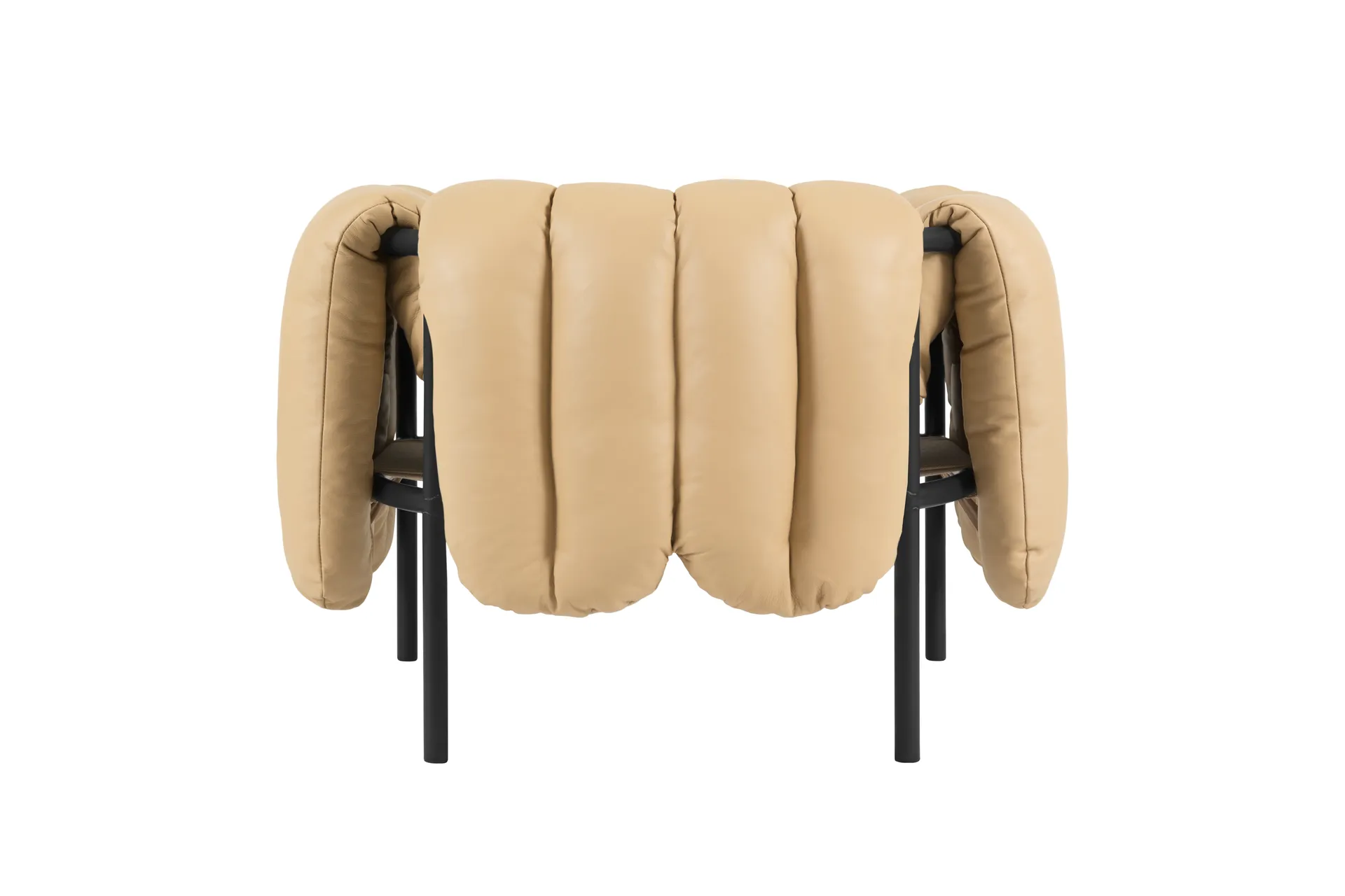 Puffy loungefåtölj, Sand leather-black grey Hem