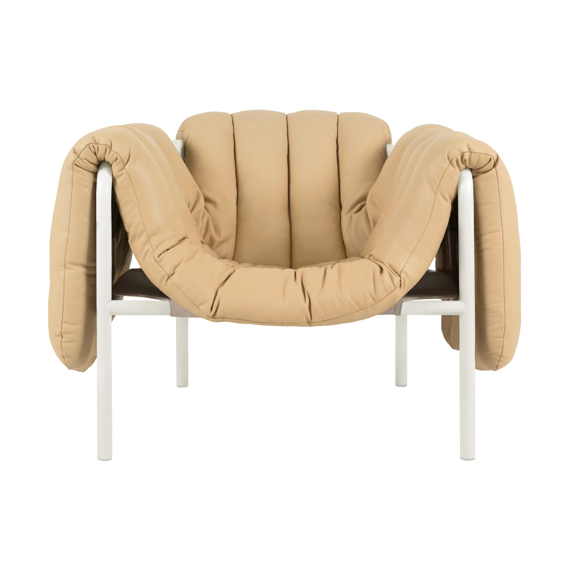 Puffy loungefåtölj, Sand leather-cream Hem
