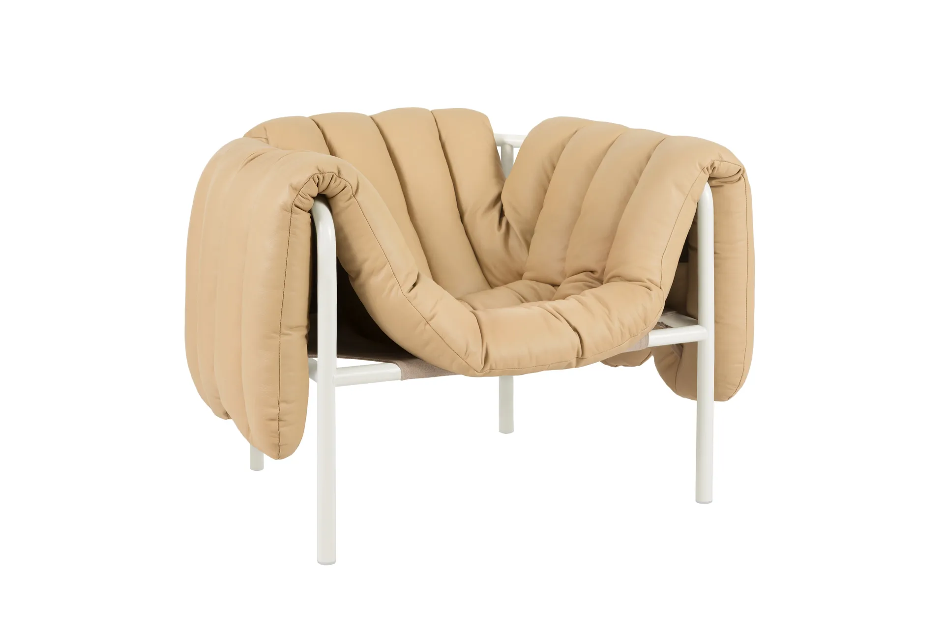 Puffy loungefåtölj, Sand leather-cream Hem