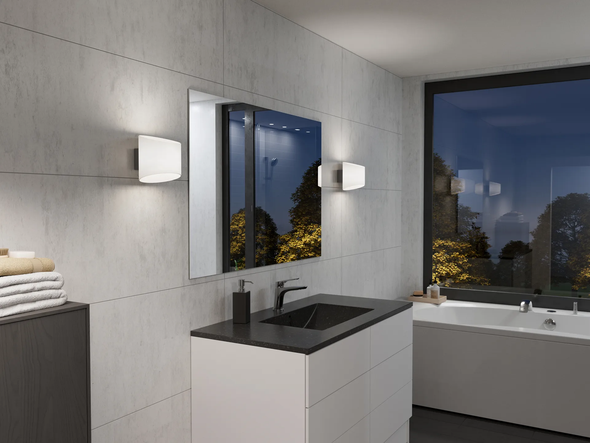 Evoke vägglampa oval, Antracit-opalglas Herstal