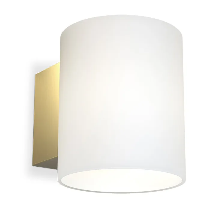 Herstal Evoke vägglampa small Satin mässing-vitt glas