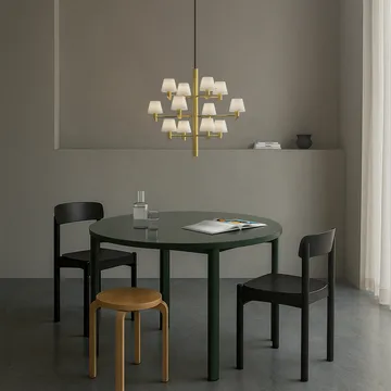 Gil krona 12 ljuskrona - Satin brass-opal glas - Herstal