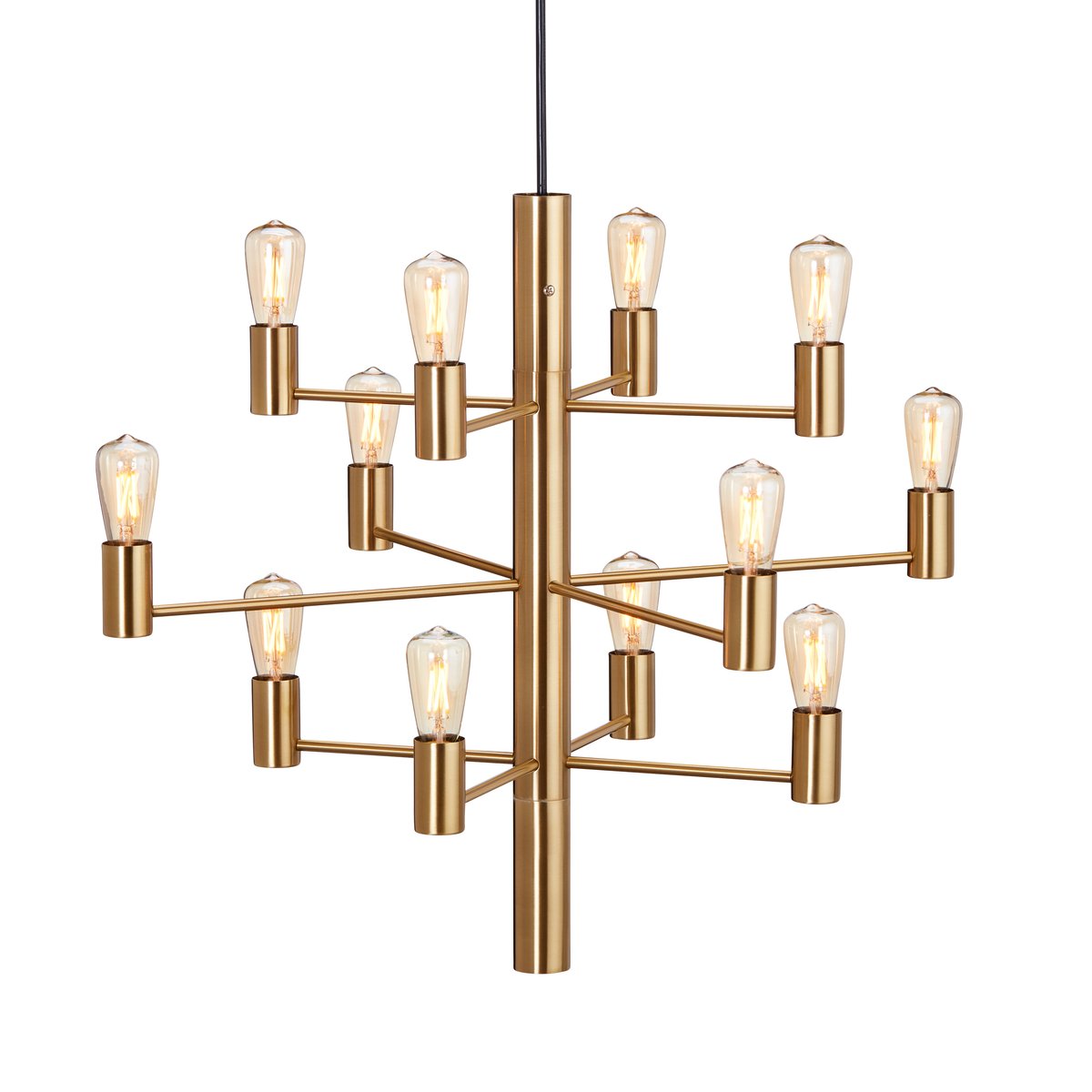 Herstal Manola 12 ljuskrona Satin brass | Skandinavisk Design | Taklampor & Pendlar | Guldfärgad
