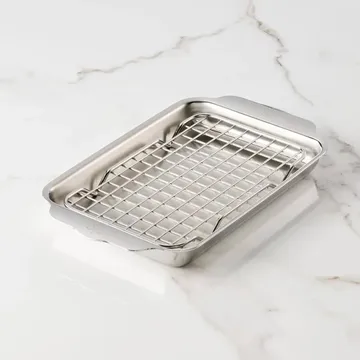 Hestan Ovenbond ugnsplåt med avsvalningsgaller - Rostfritt stål, 16,8x28,8 cm - Hestan