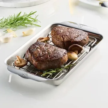 Hestan Ovenbond ugnsplåt med avsvalningsgaller - Rostfritt stål, 16,8x28,8 cm - Hestan