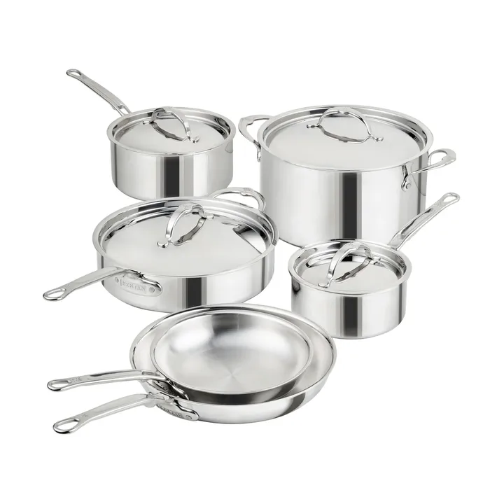 Hestan ProBond Luxe gryt- och stekpanneset - Rostfritt stål, 10 delar - Hestan