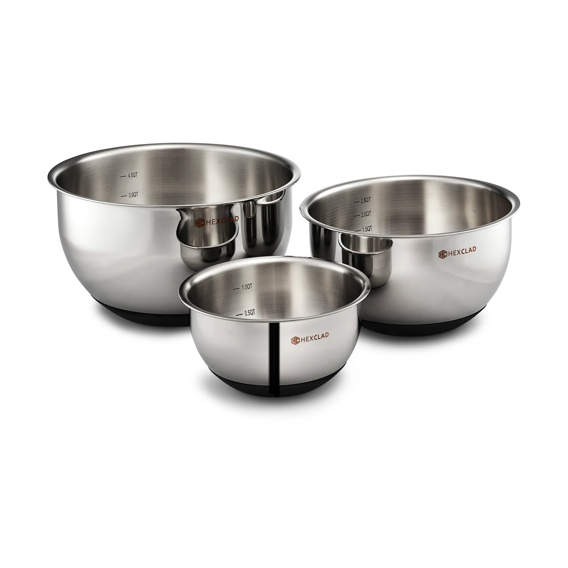 Hexclad mix- och förvaringsskål med lock 3 delar, Silver Hexclad