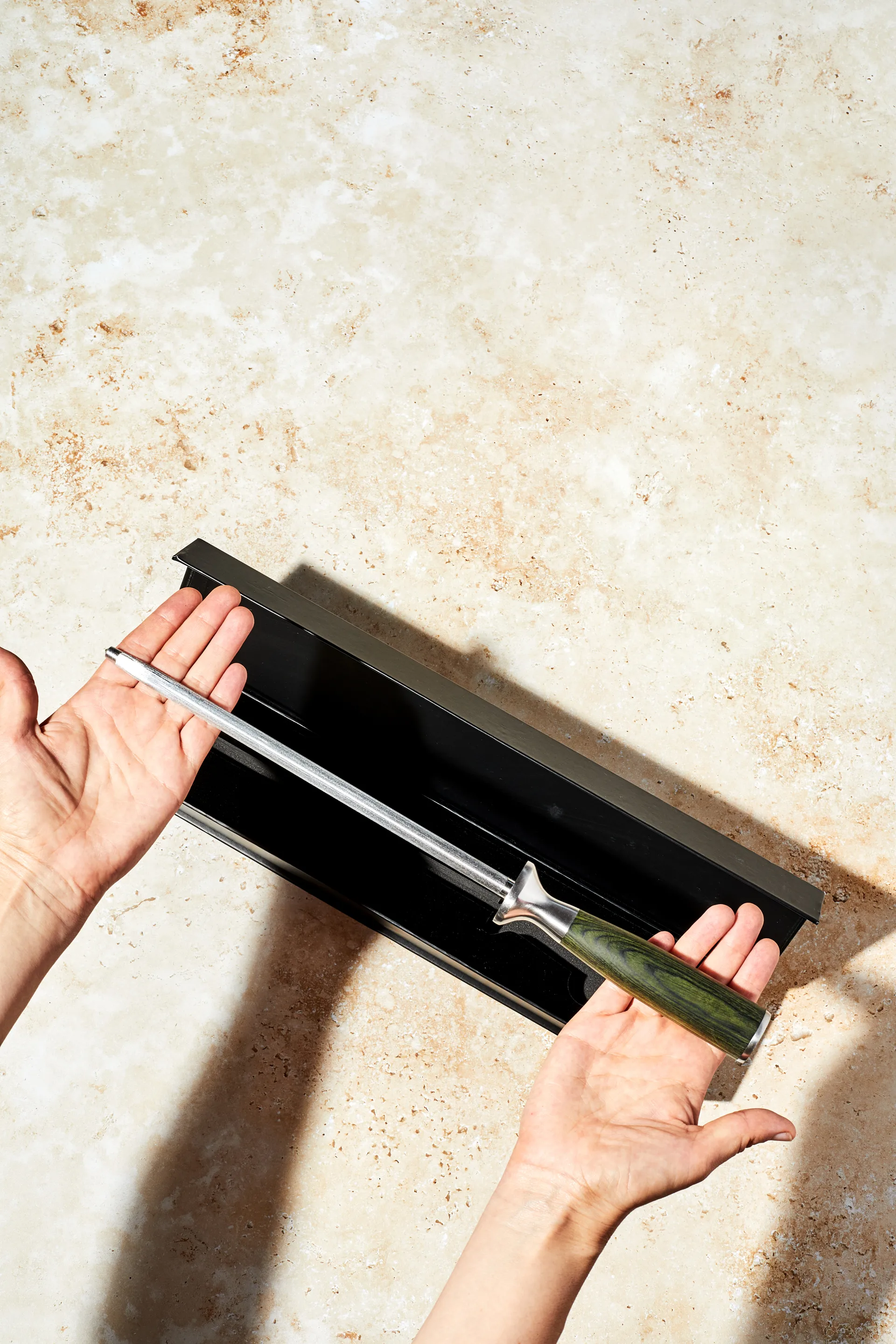 Hexclad skärpstål 23 cm, Rostfritt stål-grön Hexclad