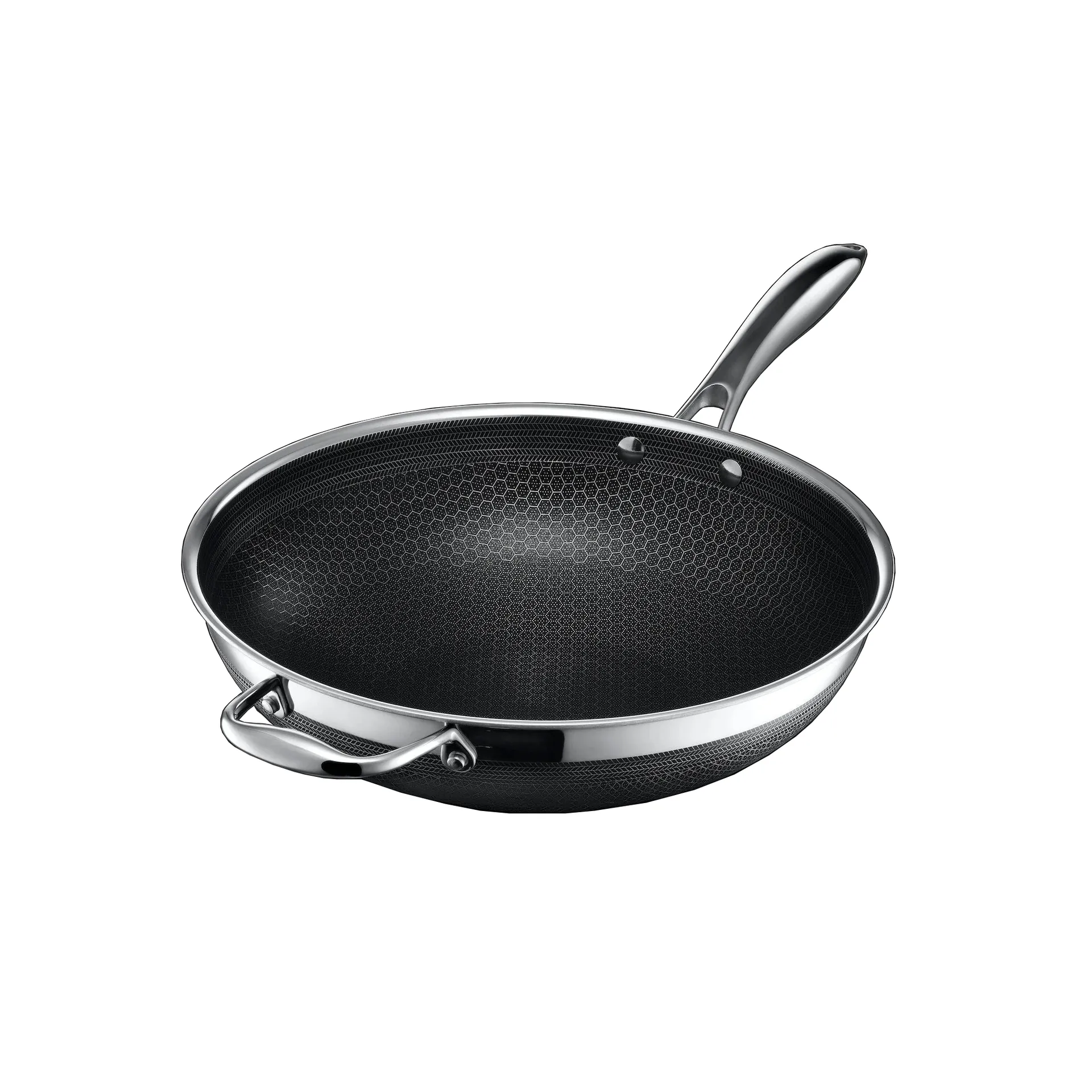 Hexclad wokpanna hybrid Ø30 cm, Rostfritt stål-svart Hexclad