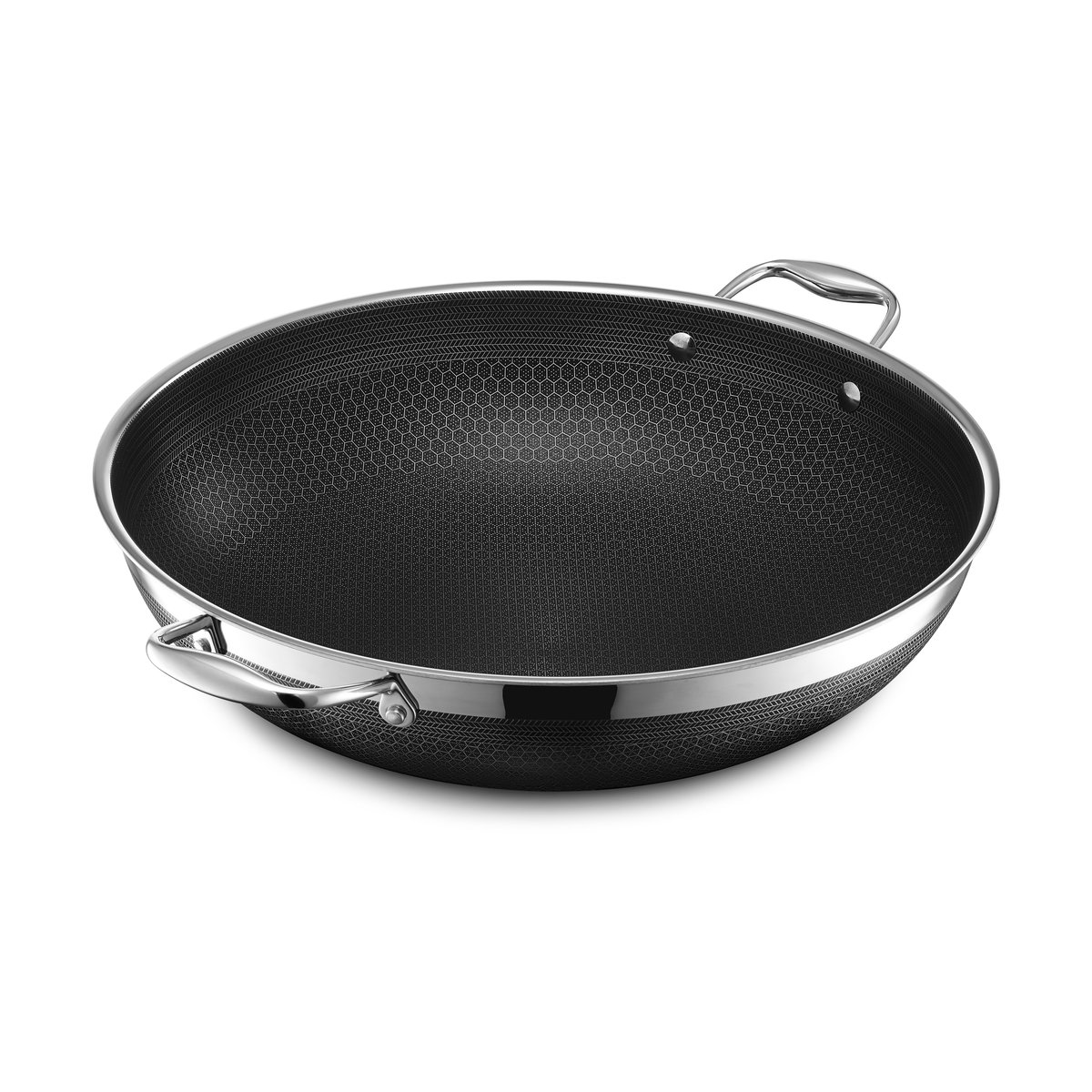 Hexclad wokpanna med lock hybrid Ø36 cm Rostfritt stål-svart