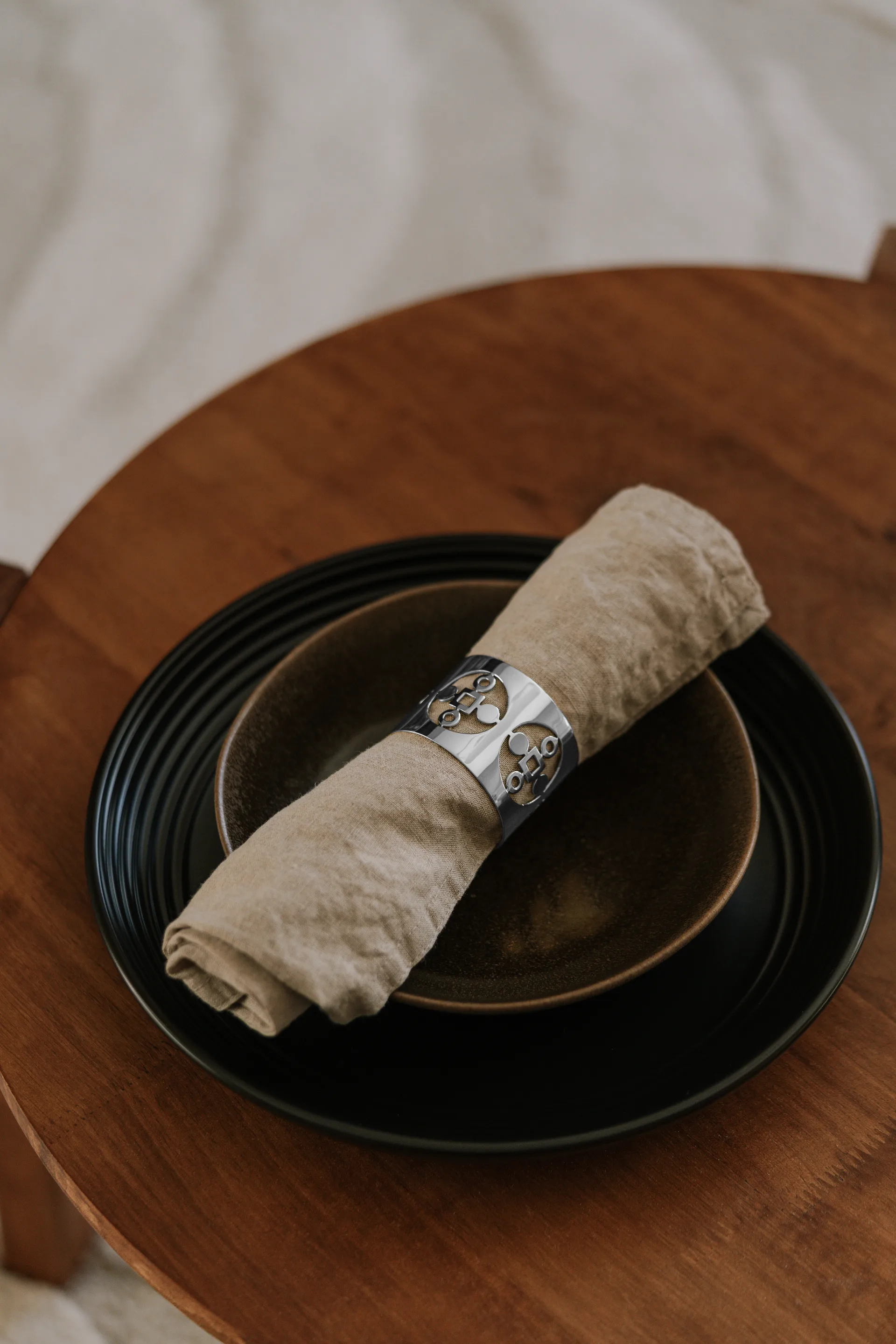 Anima Gemella servettring 2-pack, Förnicklad mässing Hilke Collection