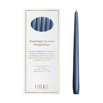 Herrgårdsljus 30 cm 6-pack - Blågrå - Hilke Collection