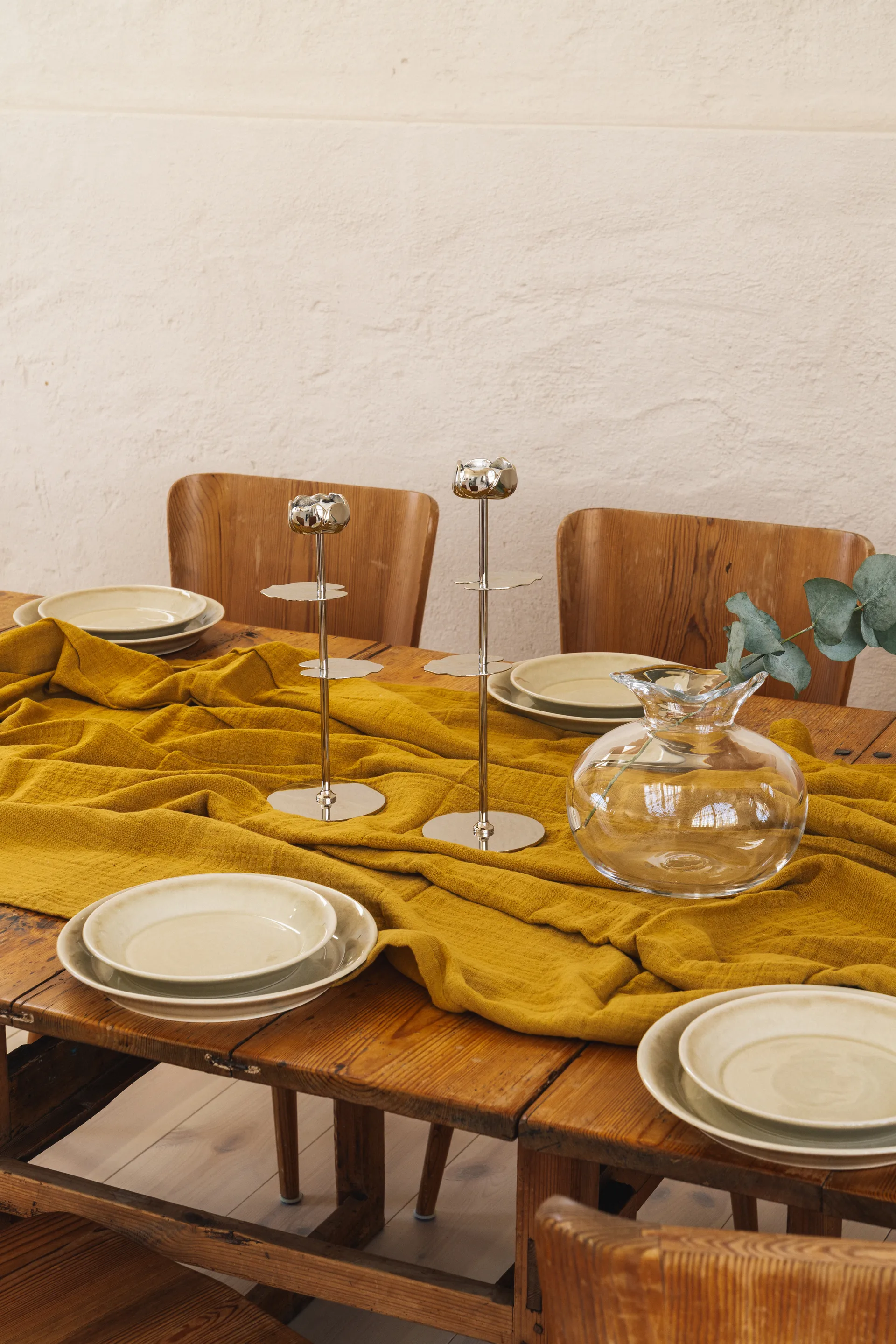 Ninfea Alta ljusstake 30 cm, Förnicklad mässing Hilke Collection