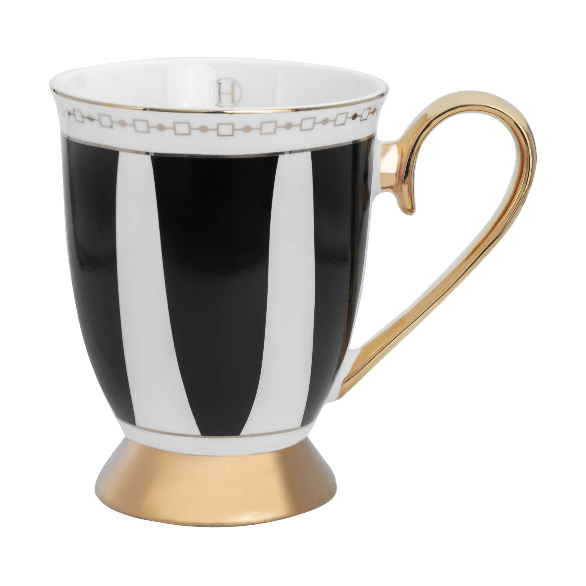 Strisce Nero mugg 28 cl, Svart-vit-guld Hilke Collection
