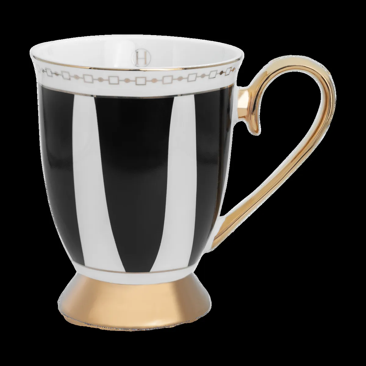 Hilke Collection Strisce Nero mugg 28 cl Svart-vit-guld