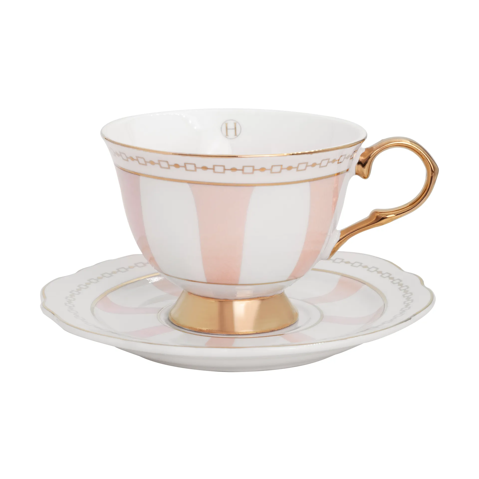 Strisce Rosa kopp med fat, 22 cl Hilke Collection