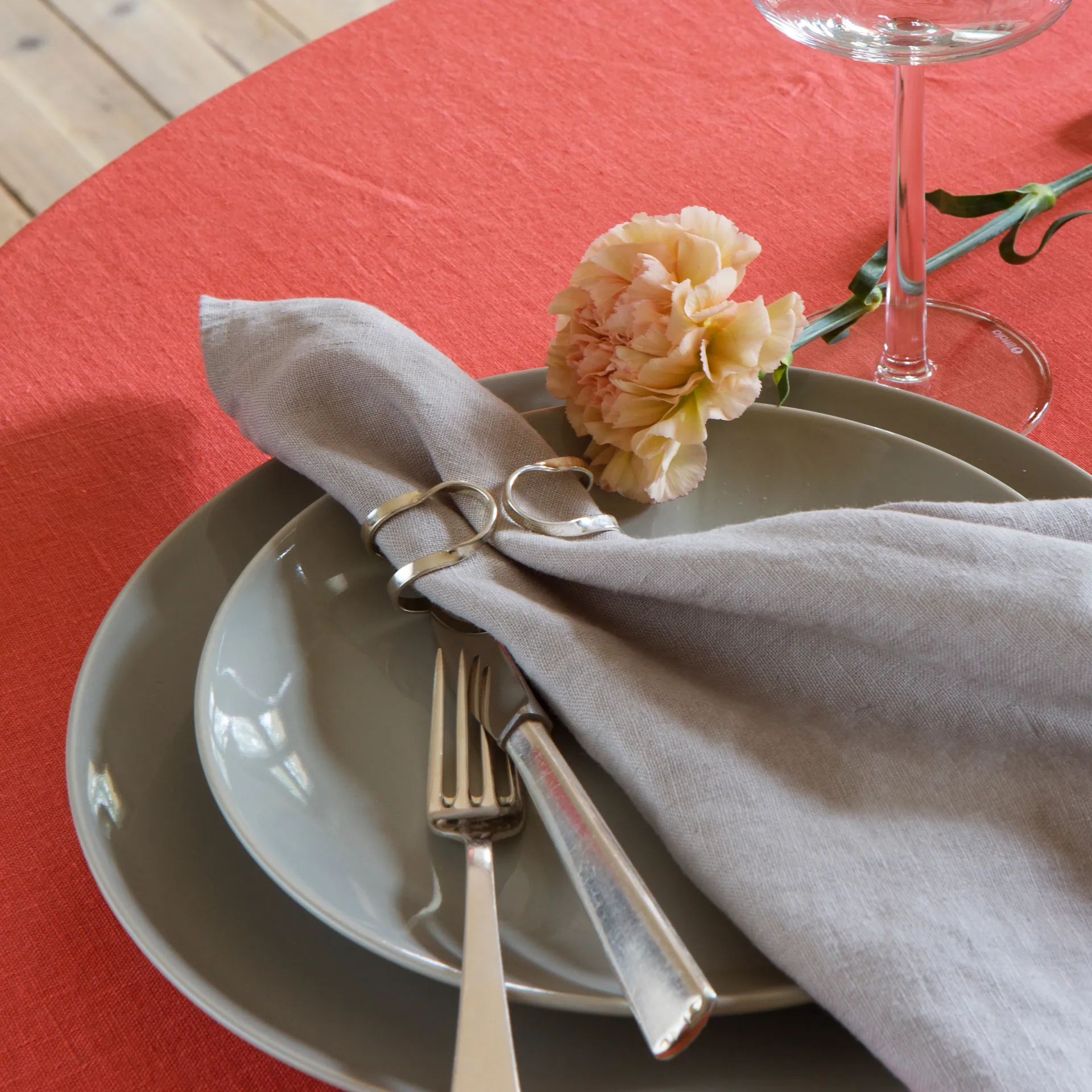 Oslo servettring 4-pack, Silver Himla