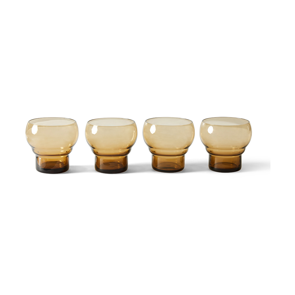 HKliving 70's Bulb glas 27 cl 4-pack Amber | Skandinavisk Design | Dricksglas | Orange