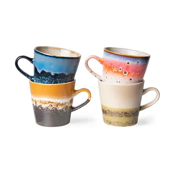 70's ceramics Americano mugg 4-pack 26 cl - Pegasus - HKliving