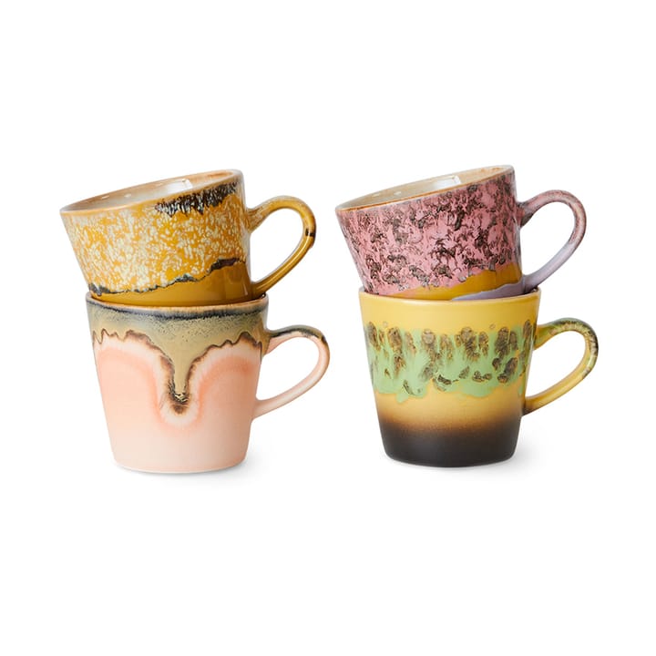 70's ceramics Americano mugg 4-pack 26 cl - Radiant - HKliving