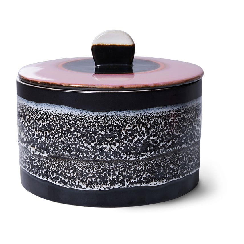 HKliving 70's cookie jar kakburk 17 cm Disco | Skandinavisk Design | Förvaringsburkar | Svart