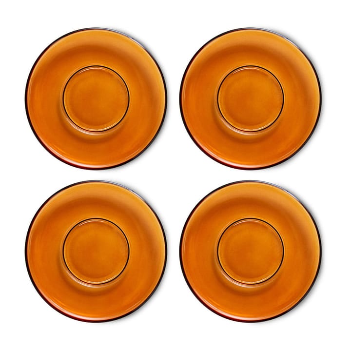 70's glassware kaffefat Ø10,6 cm 4-pack - Amber brown - HKliving
