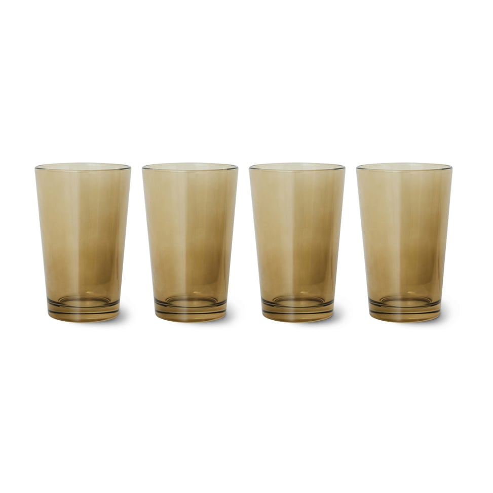 HKliving 70's glassware teglas 20 cl 4-pack Mud brown