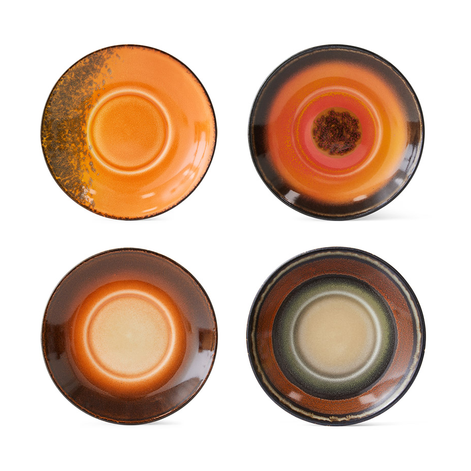 HKliving 70's kaffefat 11,5 cm 4 delar Roasts | Skandinavisk Design | Kaffefat & Tefat | Multi