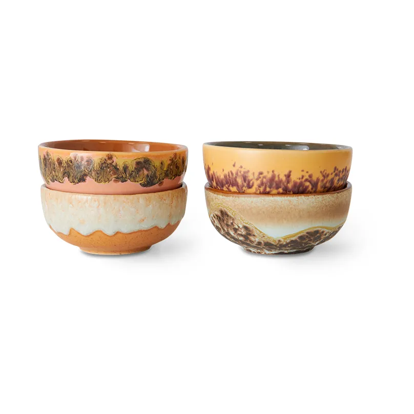 HKliving 70's liten skål 4-pack Marine | Skandinavisk Design | Dessertskålar | Multi