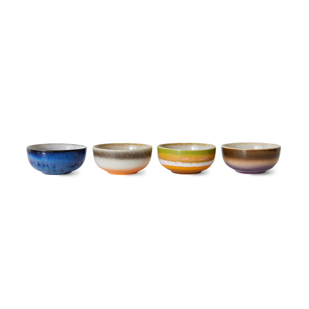 HKliving 70's liten skål 4-pack Sierra | Skandinavisk Design | Dessertskålar | Multi
