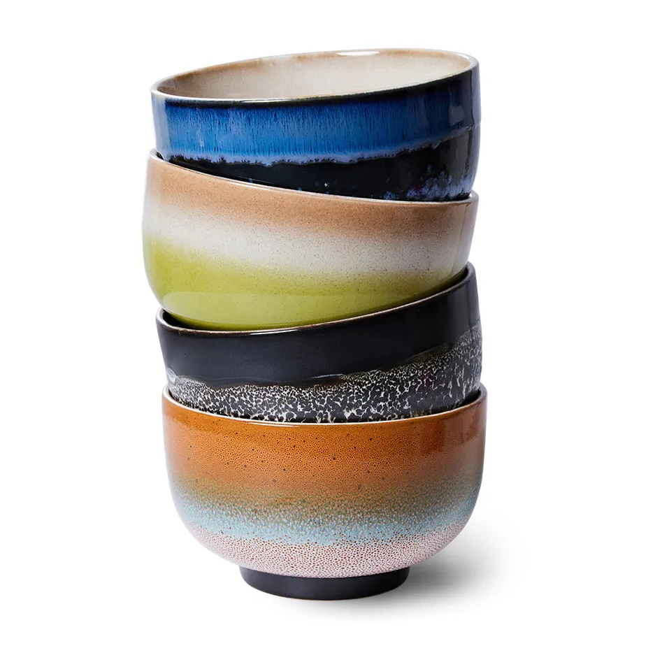 HKliving 70's skål Ø13,5 cm 4-pack Groovy