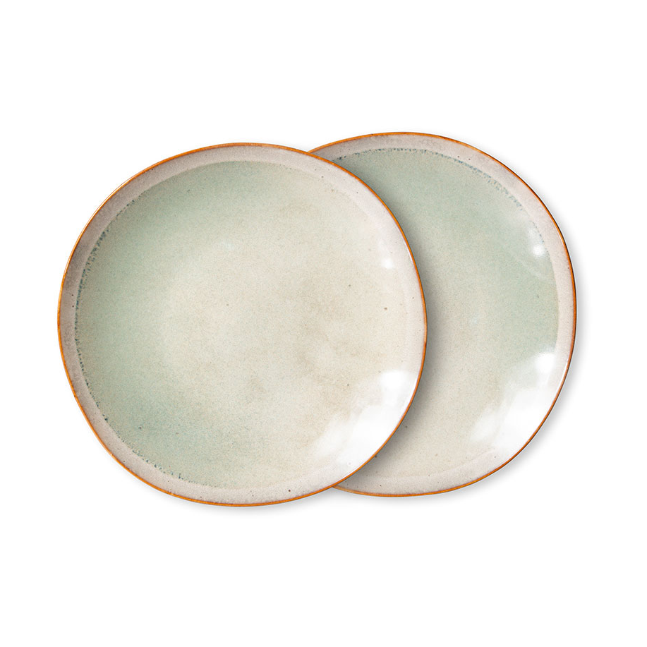 HKliving 70's tallrik 22 cm 2-pack Mist | Skandinavisk Design | Assietter | Grön