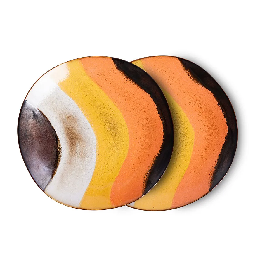 HKliving 70's tallrik 22 cm 2-pack Retro wave