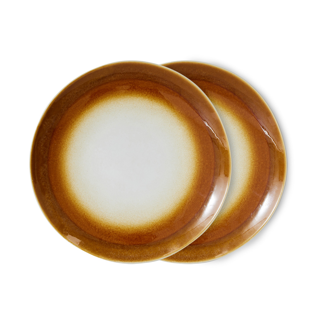 HKliving 70's tallrik 27,5 cm 2-pack Supernova | Skandinavisk Design | Mattallrikar | Brun