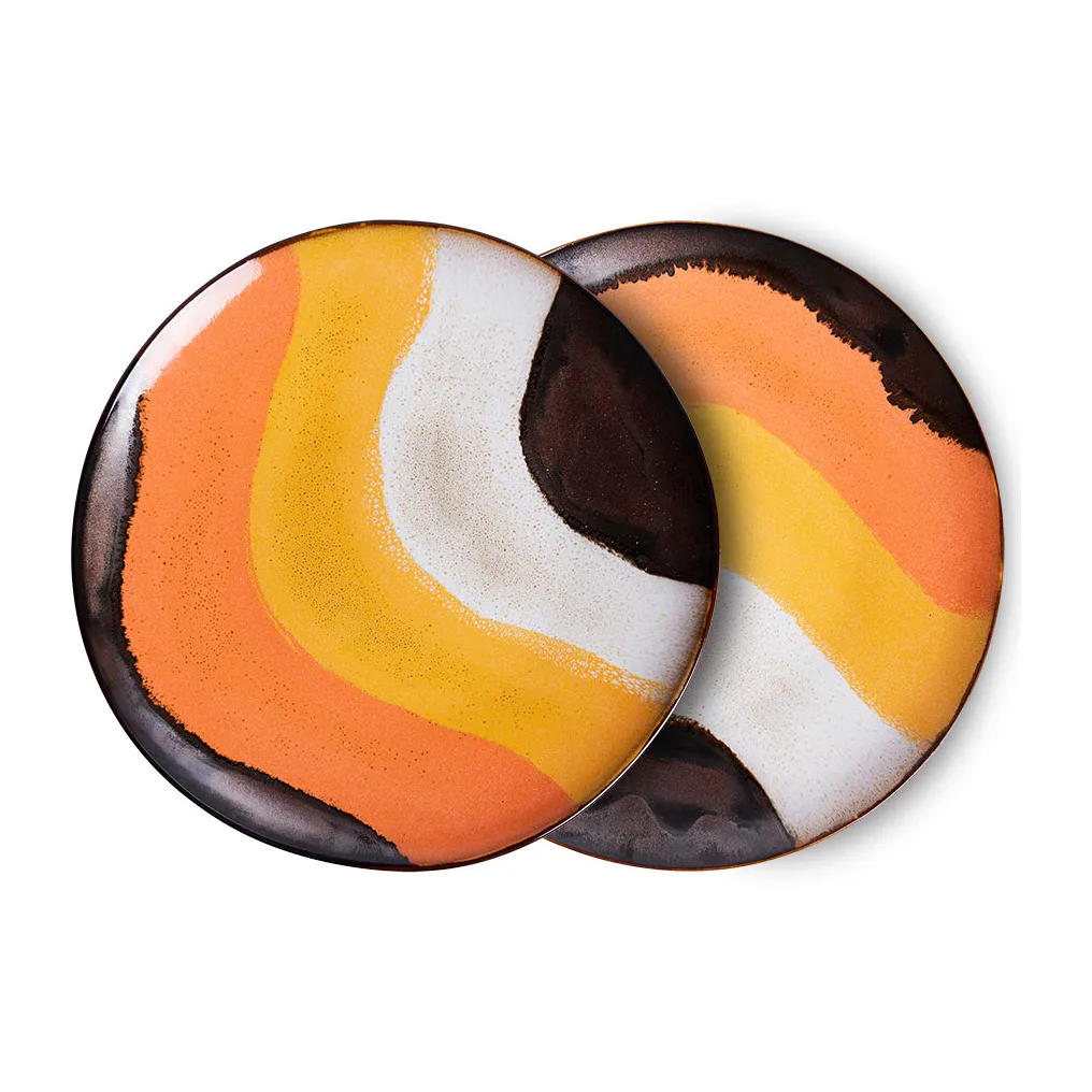 HKliving 70's tallrik Ø29 cm 2-pack Retro wave